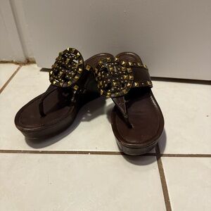 Tory Burch Marissa Studded Wedge Sandals - Size 7M